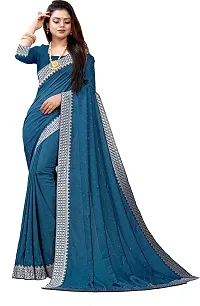 Beautiful Blue Georgette Embellished Saree With Blouse Piece-thumb3