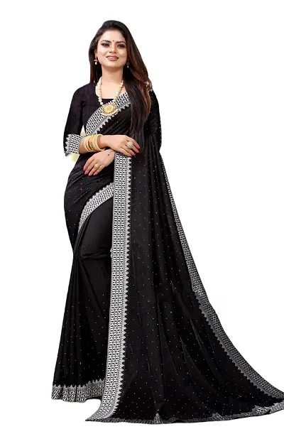 KHATUPATI CREATION Women's Diamond Work Vichitra Silk LightWeight Casual wear saree with Unstitched Blouse Piece (K-F-1053)