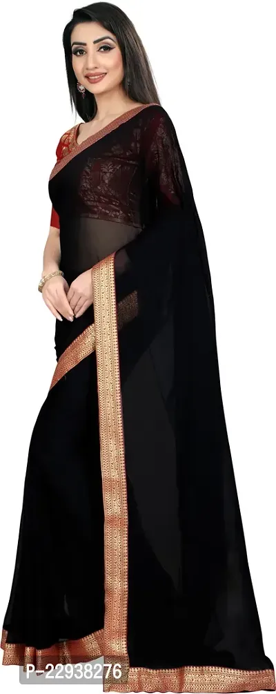 Beautiful Black Chiffon Embellished Saree With Blouse Piece-thumb4