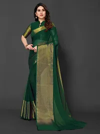 Beautiful Green Chiffon Self Pattern Saree With Blouse Piece-thumb2