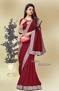 Beautiful Maroon Georgette Embellished Saree With Blouse Piece-thumb3