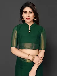 Beautiful Green Chiffon Self Pattern Saree With Blouse Piece-thumb1