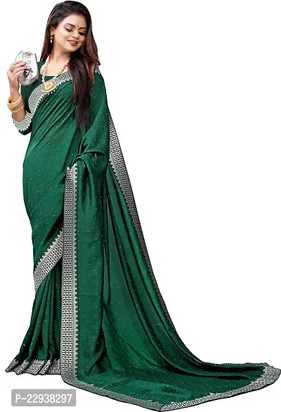 Beautiful Green Georgette Embellished Saree With Blouse Piece