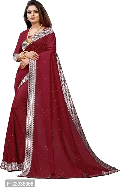 Beautiful Maroon Georgette Embellished Saree With Blouse Piece-thumb5