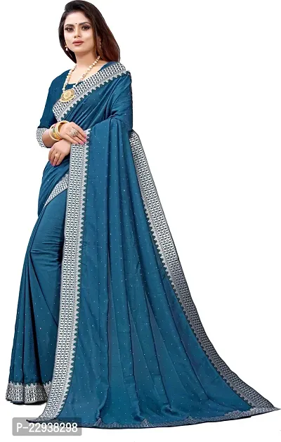 Beautiful Blue Georgette Embellished Saree With Blouse Piece-thumb0