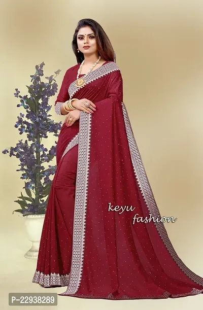 Beautiful Maroon Georgette Embellished Saree With Blouse Piece-thumb3