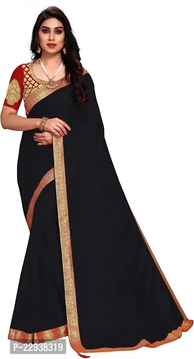 Anand Sarees Embellished, Solid/Plain Bollywood Chiffon Saree (Black)