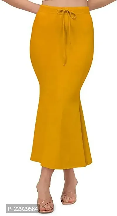 Reliable Yellow Cotton Blend Solid Stitched Petticoat For Women-thumb3