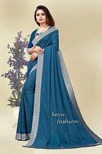 Beautiful Blue Georgette Embellished Saree With Blouse Piece-thumb2