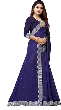 Beautiful Blue Georgette Embellished Saree With Blouse Piece-thumb2