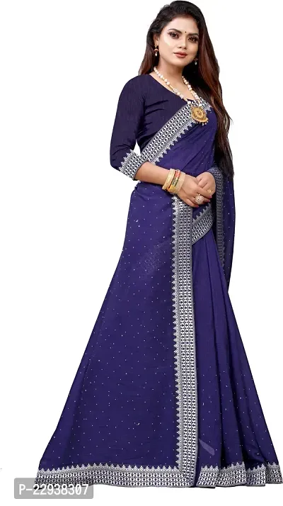 Beautiful Blue Georgette Embellished Saree With Blouse Piece-thumb3