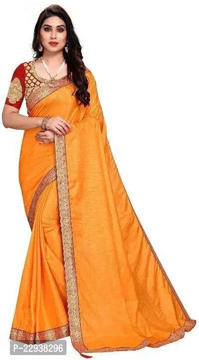 Beautiful Orange Chiffon Solid Saree With Blouse Piece-thumb0