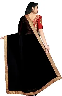 Beautiful Black Chiffon Embellished Saree With Blouse Piece-thumb1