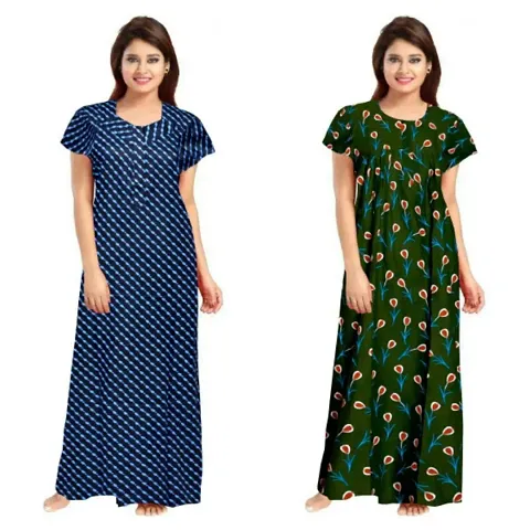 Stylish Embellished rich long nightwear Combo Pack of 2