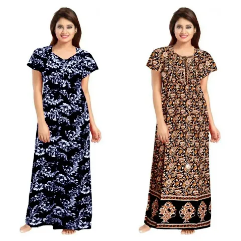 Stylish Embellished rich long nightwear Combo Pack of 2