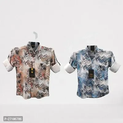 Stylish Multicoloured Cotton Blend Printed Shirt For Boys Pack Of 2