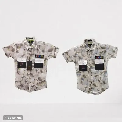 Stylish Multicoloured Cotton Blend Printed Half Sleeves Shirts For Boys Pack Of 2-thumb0