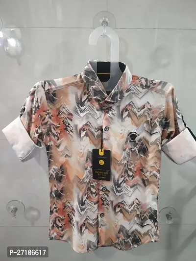 Stylish Multicoloured Cotton Blend Printed Shirt For Boys