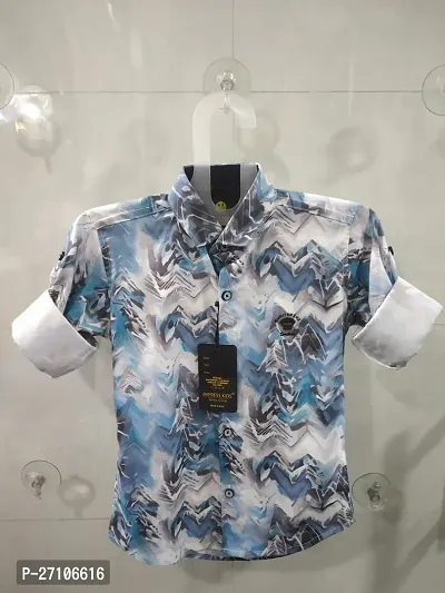 Stylish Multicoloured Cotton Blend Printed Shirt For Boys