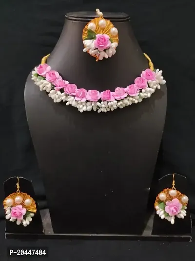 A2 Fashion Multicolour Flower Jwellery set/Haldi Mehndi Jwellery set For Wedding-thumb0