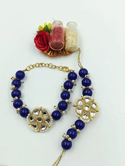 A2 Fashion Fancy Designer Kundan Rakhi/ Bhaiya Bhabhi Rakhi