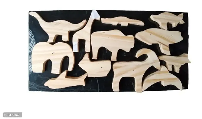 Handmade Wooden Animals Set of 12 Animals for children age group 2+ Years-thumb0