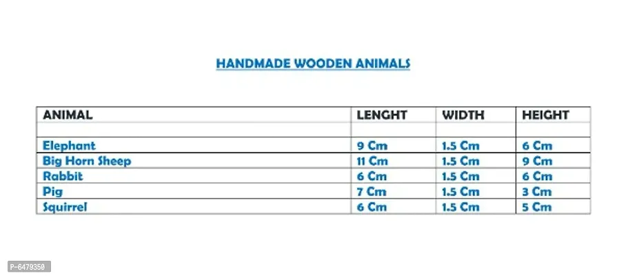 Handmade Wooden Animals Set of 5 Animals-thumb2