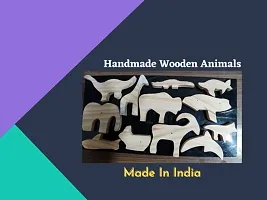 Handmade Wooden Animals Set of 12 Animals for children age group 2+ Years-thumb2