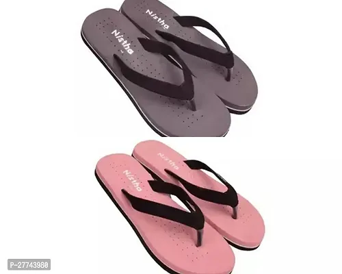 Stylish Multicoloured EVA Solid Slippers For Women Pack Of 2-thumb0