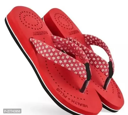 Stylish Red EVA Printed Slippers For Women