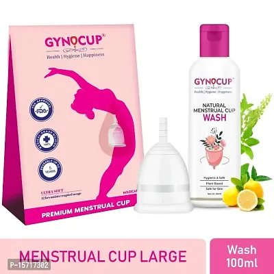 GynoCup Reusable Menstrual Cup for Women - Large Size with Menstrual Cup wash 100ml-thumb0