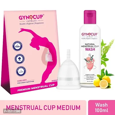 GynoCup Reusable Menstrual Cup for Women - Medium Size with Menstrual Cup wash 100ml-thumb0