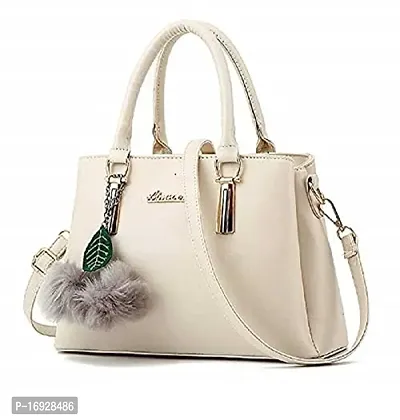 Stylish White PU Solid Handbags For Women