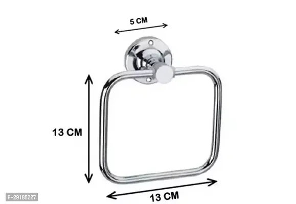 Stainless Steel Towel Ring for Bathroom Wash Basin Napkin-Towel Hanger Bathroom Accessories  Chrome-Square  - Pack of 1 SILVER Towel Holder  Stainless Steel-thumb0
