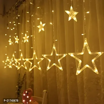 12 Stars LED Curtain String Lights with 8 Flashing Modes (Warm White)-thumb0