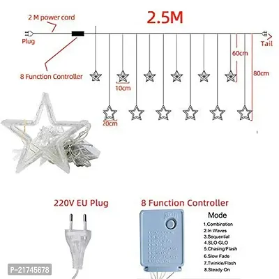 12 Stars LED Curtain String Lights with 8 Flashing Modes (Warm White)-thumb2