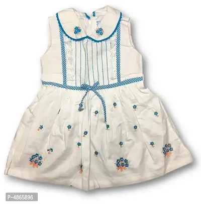 Stylish Blue Synthetic Self Pattern Frocks For Girls