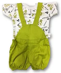 Toddler Choice Baby Girl Baby Boys Green Dungaree Set for Kids-thumb1