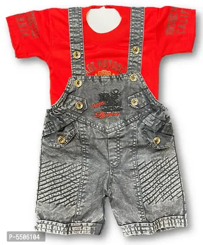 Toddler Choice Red Denim dungaree set for boys and girls 12-18 Months
