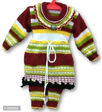 Toddler Choice 53D Maroon Color Girl Top and Bottom Thermal Wear Set 06-12 Months-thumb0