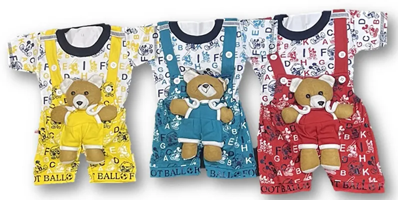 Dungaree in 3 Set for Boys  Girls Kids wear (Yellow + Blue + Red)