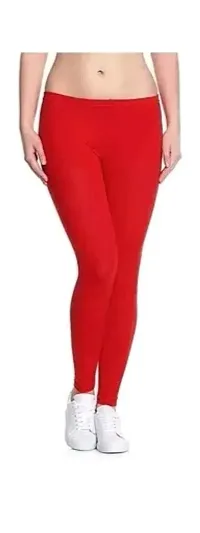 Fabulous Red Cotton Lycra Solid Leggings For Women-thumb0