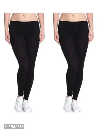 Fabulous Black Cotton Lycra Solid Leggings For Women Pack Of 2