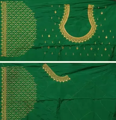Maggam Work Half Pattu Embroidered Unstitched Blouse Fabric