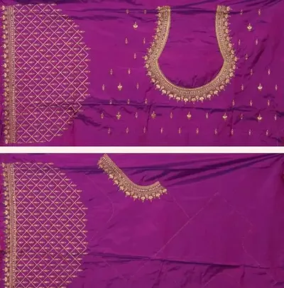 Maggam Work Half Pattu Embroidered Unstitched Blouse Fabric