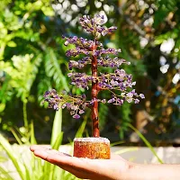 300 Stones Beautiful Natural Amethyst Vastu Stone Tree with Golden Strings, Blue (Height:-10 inches)-thumb4