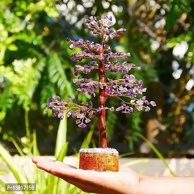 300 Stones Beautiful Natural Amethyst Vastu Stone Tree with Golden Strings, Blue (Height:-10 inches)-thumb5