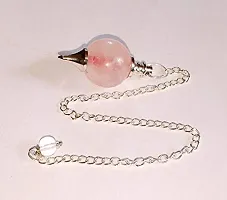 Rose Quartz Stone Ball Chain Pendulum, Rose Quartz Crystal Pendulum, AAA Quality Rose Quartz Pendulum-thumb3