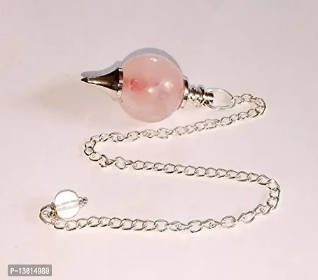 Rose Quartz Stone Ball Chain Pendulum, Rose Quartz Crystal Pendulum, AAA Quality Rose Quartz Pendulum-thumb4