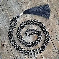 MAUTIK SADIWALA Natural Black Tourmaline Mala with 109 Beads (8 mm) , Black Torumaline Mala Lab Certified Natural Black Tourmaline-thumb1